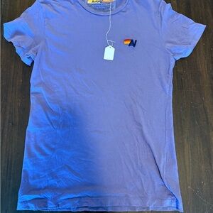 Aviator Nation Lavender Tee with Rainbow Patch